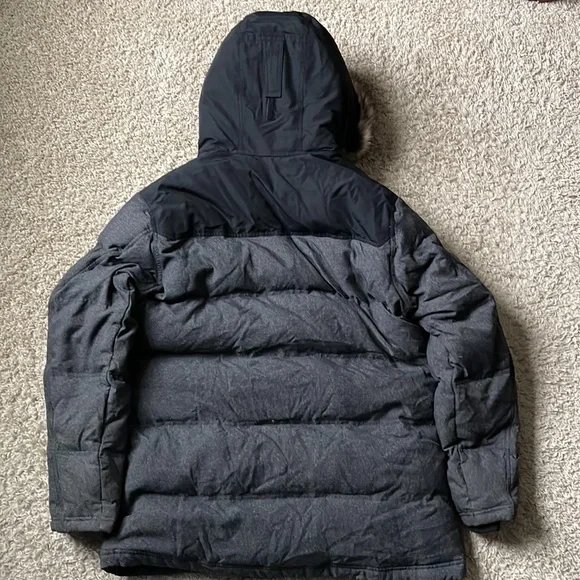 EUC Men’s Eddie Bauer Gray/Black Puffer Parka Jacket Size XL